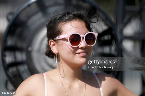 Festivalgoer attends day 3 of FYF 2017 on July 23, 2017 at Exposition Park in Los Angeles, California.