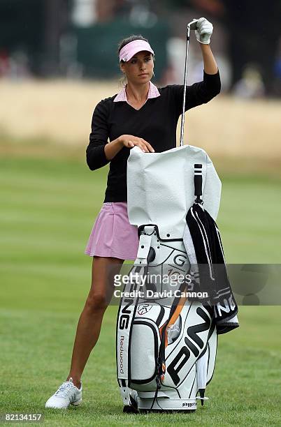 Maria Verchenova of Russia prepares to hit her second shot at the 1st hole during the first round of the 2008 Ricoh Women's British Open Championship...