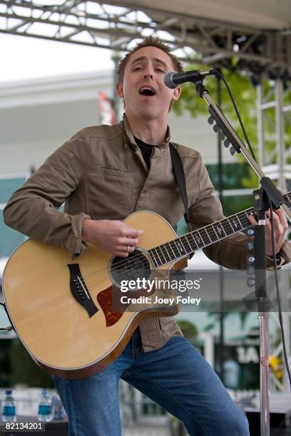 Singer Ryan Key of the American alternative rock band Yellowcard performs on the Coke Zero Stag at the Indianapolis Motor Speedway May 10, 2008 in...