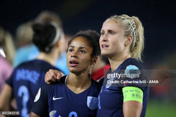 Demi Stokes and Steph Houghton of England Women after the UEFA Women's Euro 2017 match between England and Spain at Rat Verlegh Stadion on July 23,...