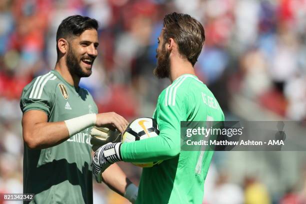 Kiko Casilla of Real Madrid with David de Gea of Manchester United during the International Champions Cup 2017 match between Real Madrid v Manchester...