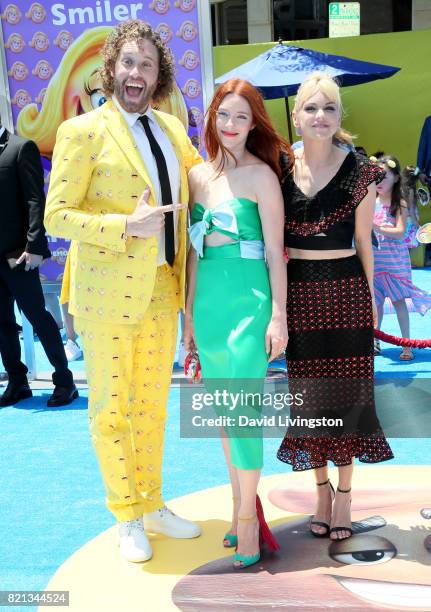 Actor T. J. Miller, actress Kate Gorney, and actress Anna Faris attend the premiere of Columbia Pictures and Sony Pictures Animation's "The Emoji...