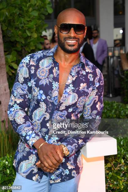 Tyson Beckford attends the SWIMMIAMI Versakini 2018 Collection Front Row at WET Deck at W South Beach on July 23, 2017 in Miami Beach, Florida.