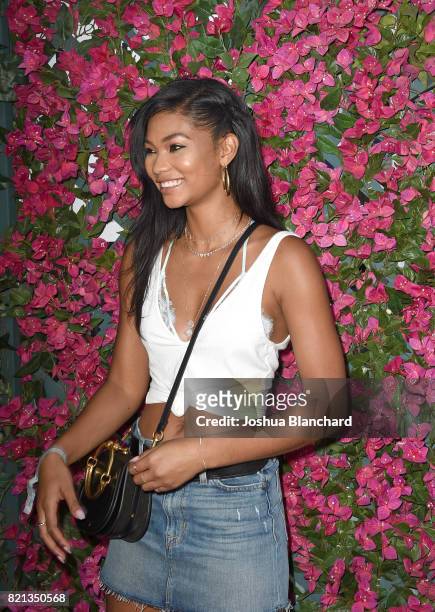 Model Chanel Iman attends the Hudson Jeans FYF Fest Style Lounge at Exposition Park on July 23, 2017 in Los Angeles, California.
