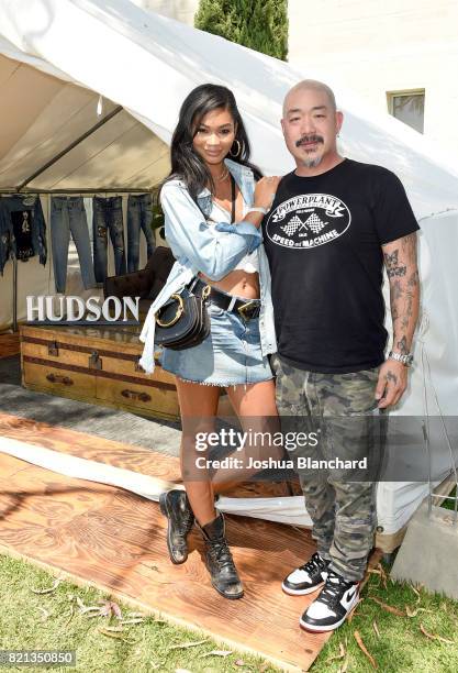 Model Chanel Iman and Hudson Jeans CEO Peter Kim attend the Hudson Jeans FYF Fest Style Lounge at Exposition Park on July 23, 2017 in Los Angeles,...