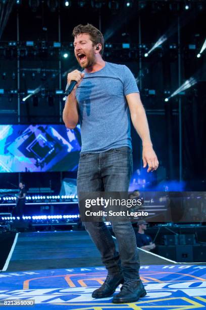 Brett Eldredge performs during day 3 of Faster Horses Festival at Michigan International Speedway on July 23, 2017 in Brooklyn, Michigan.