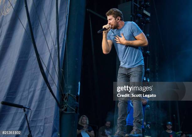 Brett Eldredge performs during day 3 of Faster Horses Festival at Michigan International Speedway on July 23, 2017 in Brooklyn, Michigan.