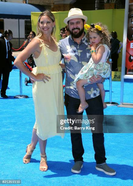 Abigail Ochse, actor A.J. Buckley and daughter Willow Phoenix Buckley attend the premiere of Columbia Pictures and Sony Pictures Animations' The...