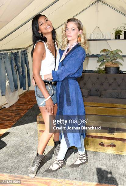 Model Chanel Iman and actress Jaime King attendthe Hudson Jeans FYF Fest Style Lounge at Exposition Park on July 23, 2017 in Los Angeles, California.