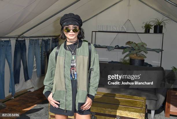 Actress Vanessa Hudgens attends the Hudson Jeans FYF Fest Style Lounge at Exposition Park on July 23, 2017 in Los Angeles, California.
