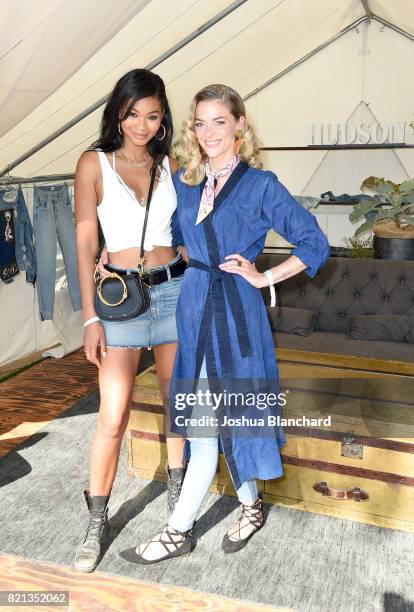 Model Chanel Iman and actress Jaime King attend the Hudson Jeans FYF Fest Style Lounge at Exposition Park on July 23, 2017 in Los Angeles, California.