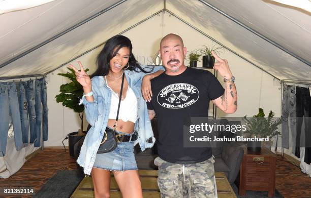 Model Chanel Iman and Hudson Jeans CEO Peter Kim attend the Hudson Jeans FYF Fest Style Lounge at Exposition Park on July 23, 2017 in Los Angeles,...