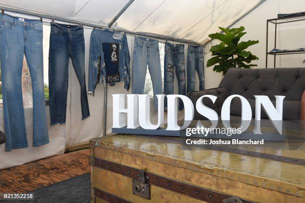 General views of the denim display during the Hudson Jeans FYF Fest Style Lounge at Exposition Park on July 23, 2017 in Los Angeles, California.