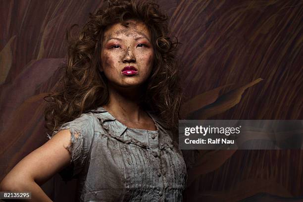 beauty portrait with mud and dirt - dirty women pics stock pictures, royalty-free photos & images