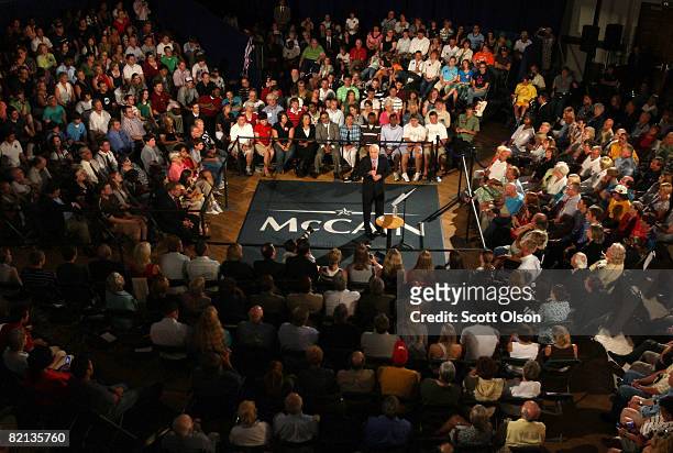 Republican presidential candidate Senator John McCain speaks to attendees at a town-hall style meeting at the Racine Civic Center July 31, 2008 in...