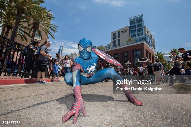 Costumed fan poses outside the Convention Center on Day 4 of Comic-Con International on July 23, 2017 in San Diego, California.