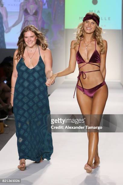 Model walks the runway at SWIMMIAMI Mia Marcelle 2018 Collection at SWIMMIAMI tent on July 23, 2017 in Miami Beach, Florida.