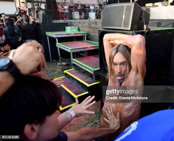 Iggy Pop performs onstage on day 3 of FYF Fest 2017 at Exposition Park on July 23, 2017 in Los Angeles, California.