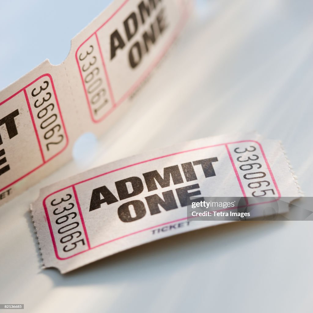 Close up of tickets