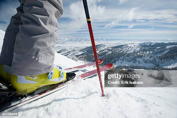 close up of skier at top of mountain - ski pole stock pictures, royalty-free photos & images