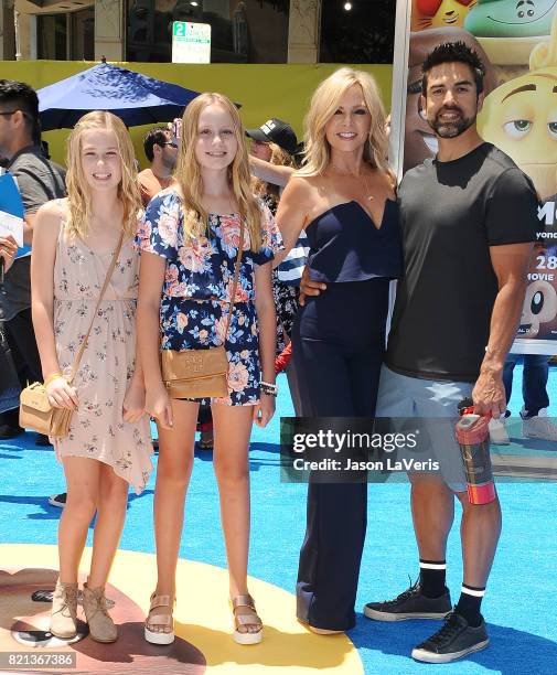 Tamra Judge, husband Eddie Judge and daughters Sidney Barney and Sophia Barney attend the premiere of "The Emoji Movie" at Regency Village Theatre on...