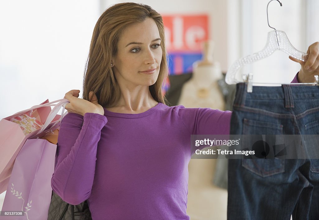 Woman shopping for clothing