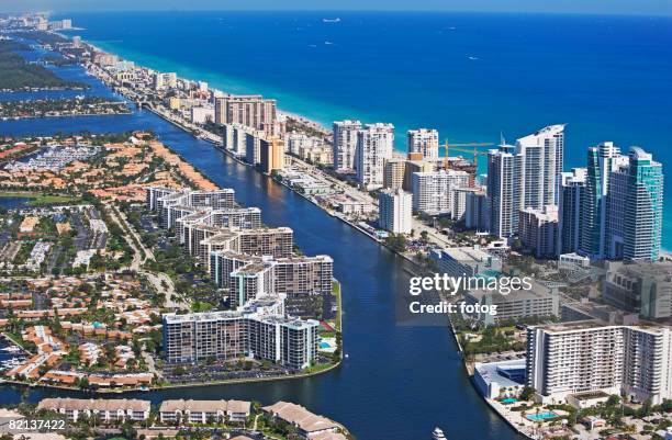 aerial view of hollywood, florida, united states - hollywood florida fotografías e imágenes de stock