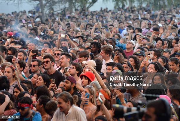 Festivalgoers during day 3 of FYF 2017 on July 23, 2017 at Exposition Park in Los Angeles, California.