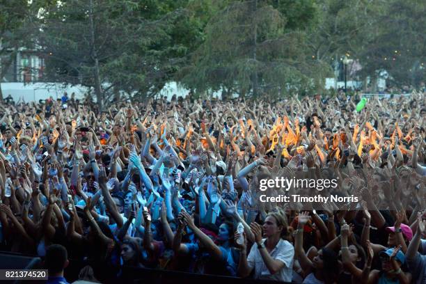 Festivalgoers during day 3 of FYF 2017 on July 23, 2017 at Exposition Park in Los Angeles, California.