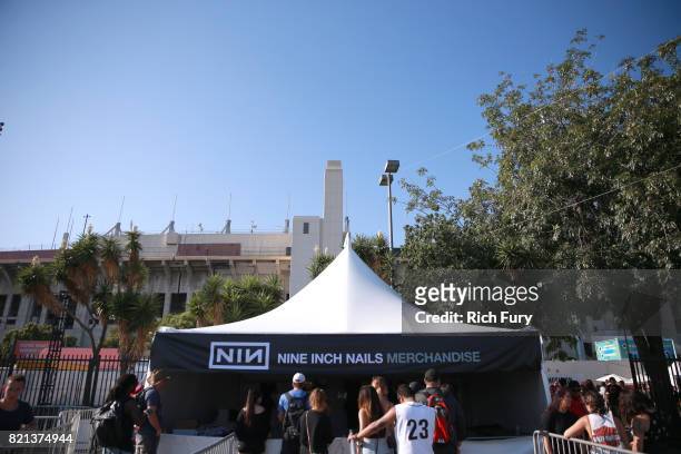 Signage during day 3 of FYF 2017 on July 23, 2017 at Exposition Park in Los Angeles, California.