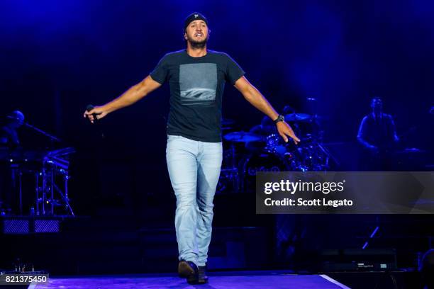 Luke Bryan performs during day 3 of Faster Horses Festival at Michigan International Speedway on July 23, 2017 in Brooklyn, Michigan.