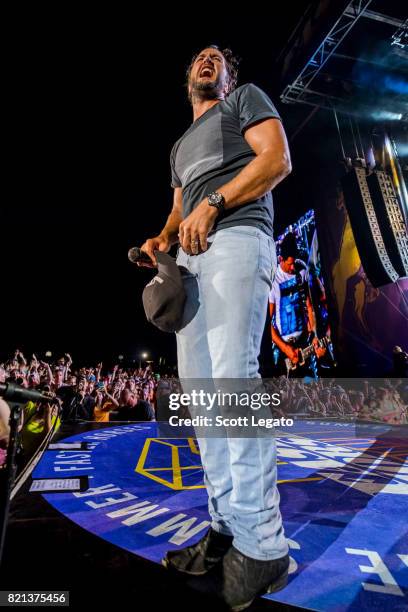 Luke Bryan performs during day 3 of Faster Horses Festival at Michigan International Speedway on July 23, 2017 in Brooklyn, Michigan.