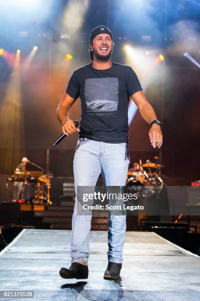 Luke Bryan performs during day 3 of Faster Horses Festival at Michigan International Speedway on July 23, 2017 in Brooklyn, Michigan.