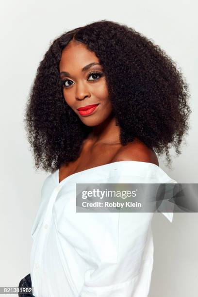 Actress Nafessa Williams from CW's 'Black Lightning' poses for a portrait during Comic-Con 2017 at Hard Rock Hotel San Diego on July 21, 2017 in San...