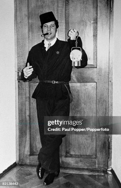 Pop Music, Personalities, pic: January 1968, Welsh singer Tom Jones is pictured at a Berchtesgaden, Germany, saltmine with leather protective outfit,...