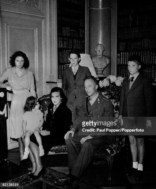 Foreign Royalty, Belgium, pic: 1945, The Belgian Royal Family pictured at the Villa Reposoir near Geneva, left-right, Princess Josephine Charlotte,...