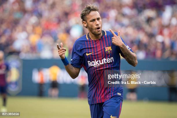 Neymar of Barcelona celebrates his second goal of the match during the International Champions Cup match between FC Barcelona and Juventus at the...