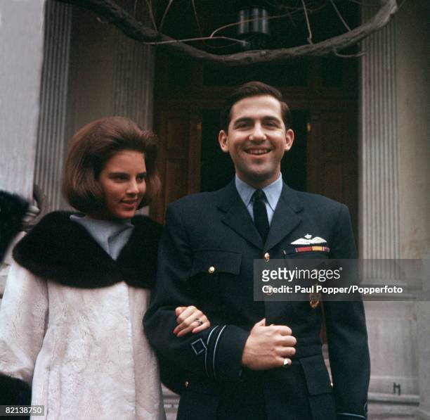 Athens, Greece, March 1964, Crown Prince Constantine is pictured with his fiancee Princess Anne-Marie of Denmark at the Tatoi Palace