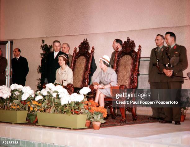 Germany, 29th April 1961, Queen Fabiola of Belgium is pictured during her visit to the Belgium troops stationed in Germany