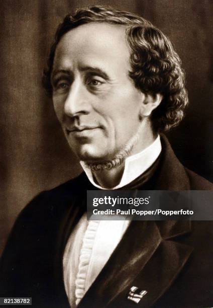 Circa 1840's, Danish writer Hans Christian portrait, Hans Christian Andersen, was born in Odense and became famous for writing children's fairy...
