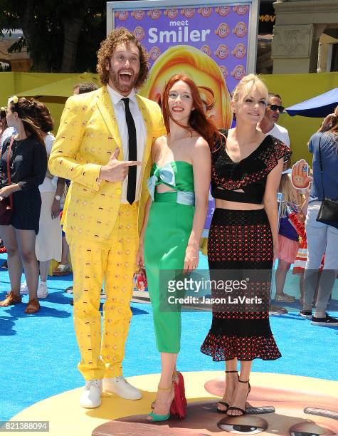 Miller, Kate Gorney and Anna Faris attend the premiere of "The Emoji Movie" at Regency Village Theatre on July 23, 2017 in Westwood, California.