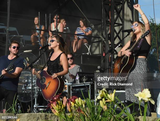 Taylor Dye and Maddie Marlow of Maddie & Tae perform during Country Thunder - Day 4 on July 23, 2017 in Twin Lakes, Wisconsin.