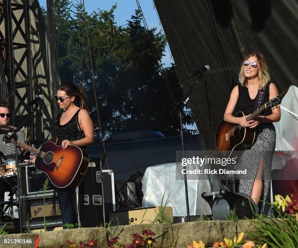 Taylor Dye and Maddie Marlow of Maddie & Tae perform during Country Thunder - Day 4 on July 23, 2017 in Twin Lakes, Wisconsin.