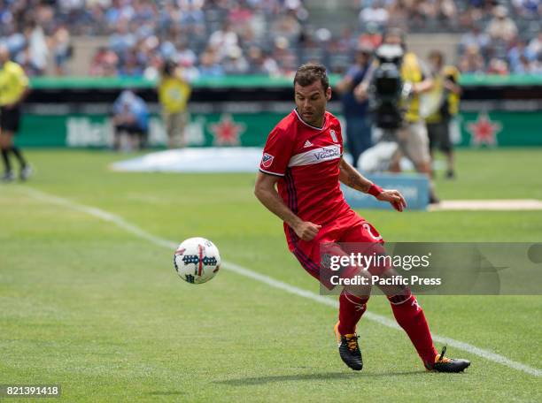 Nemanja Nikolic of Chicago Fire in action during a regular MLS game against NYC FC at Yankee stadium NYC FC won 2 -1.