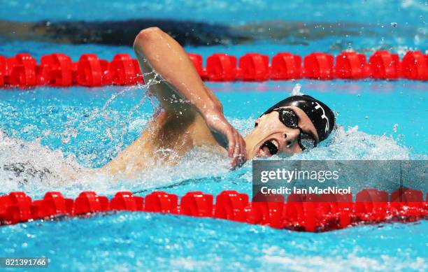 Stephen Milne of Great Britain competes in he Men's 400m Freestyle during day ten of the FINA World Championships at the Duna Arena on July 23, 2017...