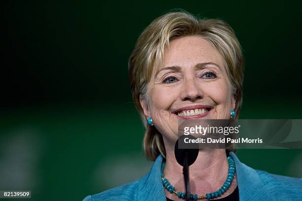Senator Hillary Rodham Clinton speaks to members of the American Federation of State, County and Municipal Employees at the Moscone Center July 31,...