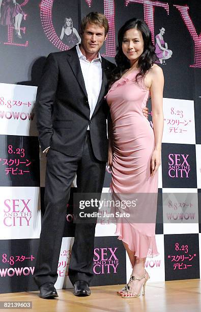 Actor Jason Lewis and actress Aya Sugimoto promote the film "Sex And The City" at Roppongi Academy Hills on July 31, 2008 in Tokyo, Japan. The film...