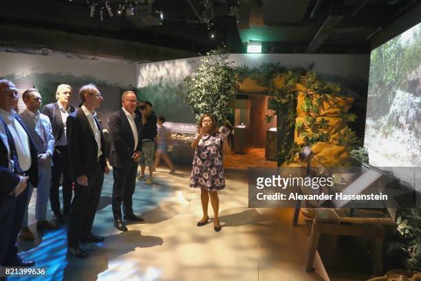Karl-Heinz Rummenigge , CEO of Bayern Muenchen visits with Steffen Koch , Acting head of Mission German Embassy Singapore the National Museum of...