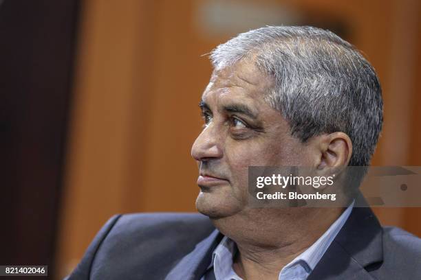 Aditya Puri, managing director of HDFC Bank Ltd., listens during a Bloomberg Television interview in Mumbai, India, on Thursday, July 20, 2017. India...