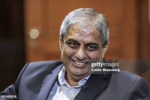 Aditya Puri, managing director of HDFC Bank Ltd., reacts during a Bloomberg Television interview in Mumbai, India, on Thursday, July 20, 2017. India...